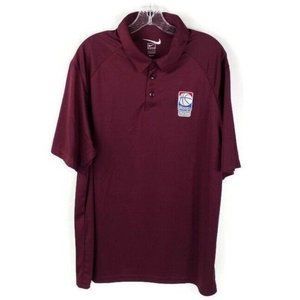 Nike Team iHoops First Logo Burgandy Short Sleeve Fit Dry Polo Shirt Mens Large